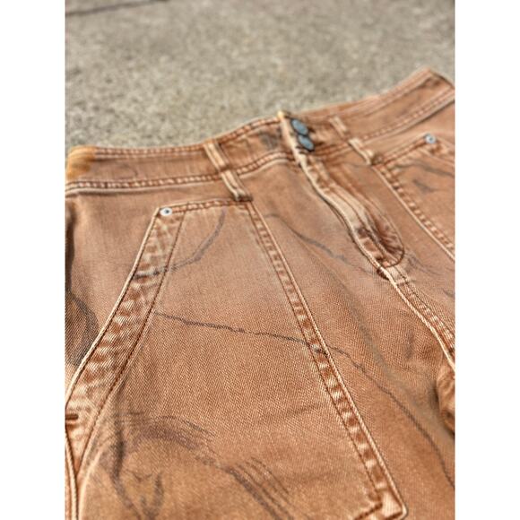 Anthropologie Pilcro Pants Women Size 26 Marbled Denim High Rise Straight Jeans - Picture 3 of 7